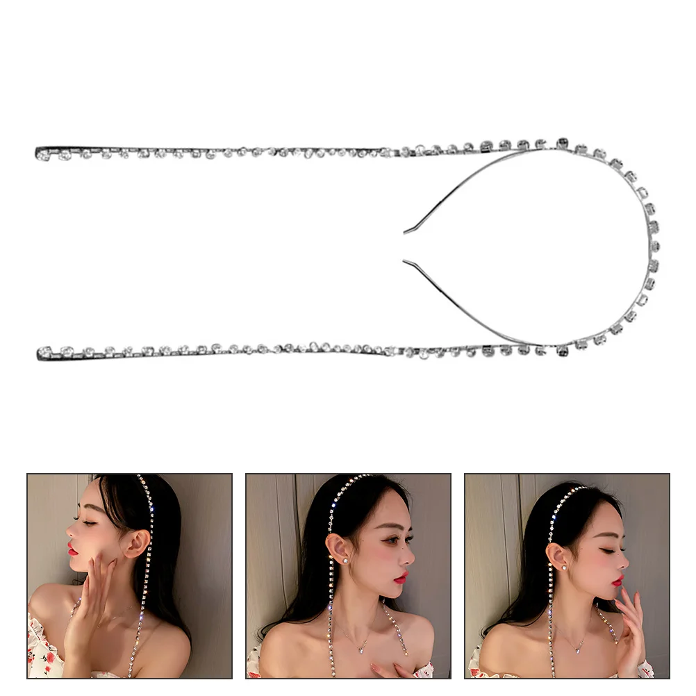 

Sparkly Rhinestone Zinc Alloy Rhinestone Headpiece Tassel Headwear Accessories Chain Elegant Bridal Hairpiece