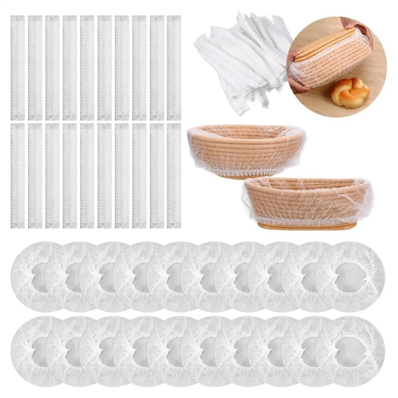 50PCS Disposable fermentation basket liners non-woven fabric Bread Proofing Liner for bread fermentation proofing Baking tools