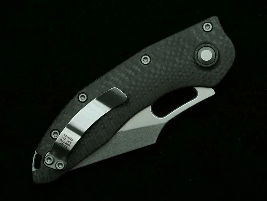 LEMIFSHE Stitch-R Carbon Fiber / G10 Ball Bearing Mark M390MK Blade Hunting Fish EDC Tool Folding Camping Pocket Knife