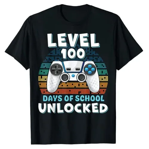 100th Day of School Boys Girls Kids 100 Days of School Gamer T-Shirt Gifts Back To School Clothes Video Gamer Lover Graphic Tees