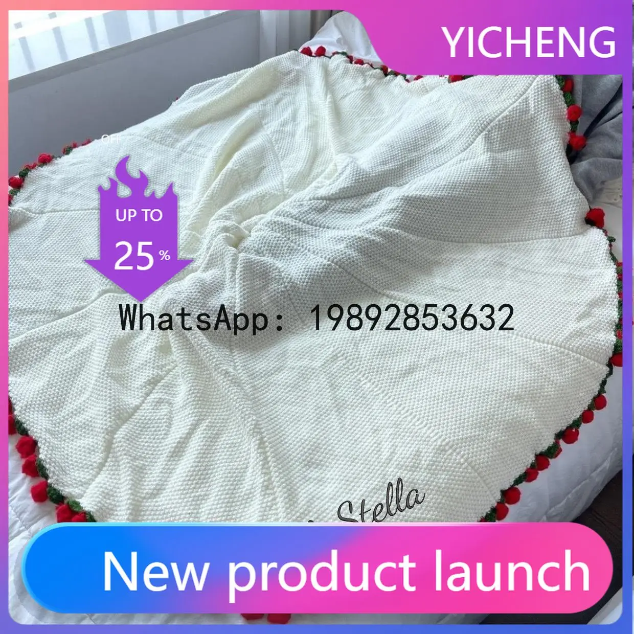 

JFetsy Embroidery Finished Rose Sofa Blanket Blanket Wool Hand Crocheted