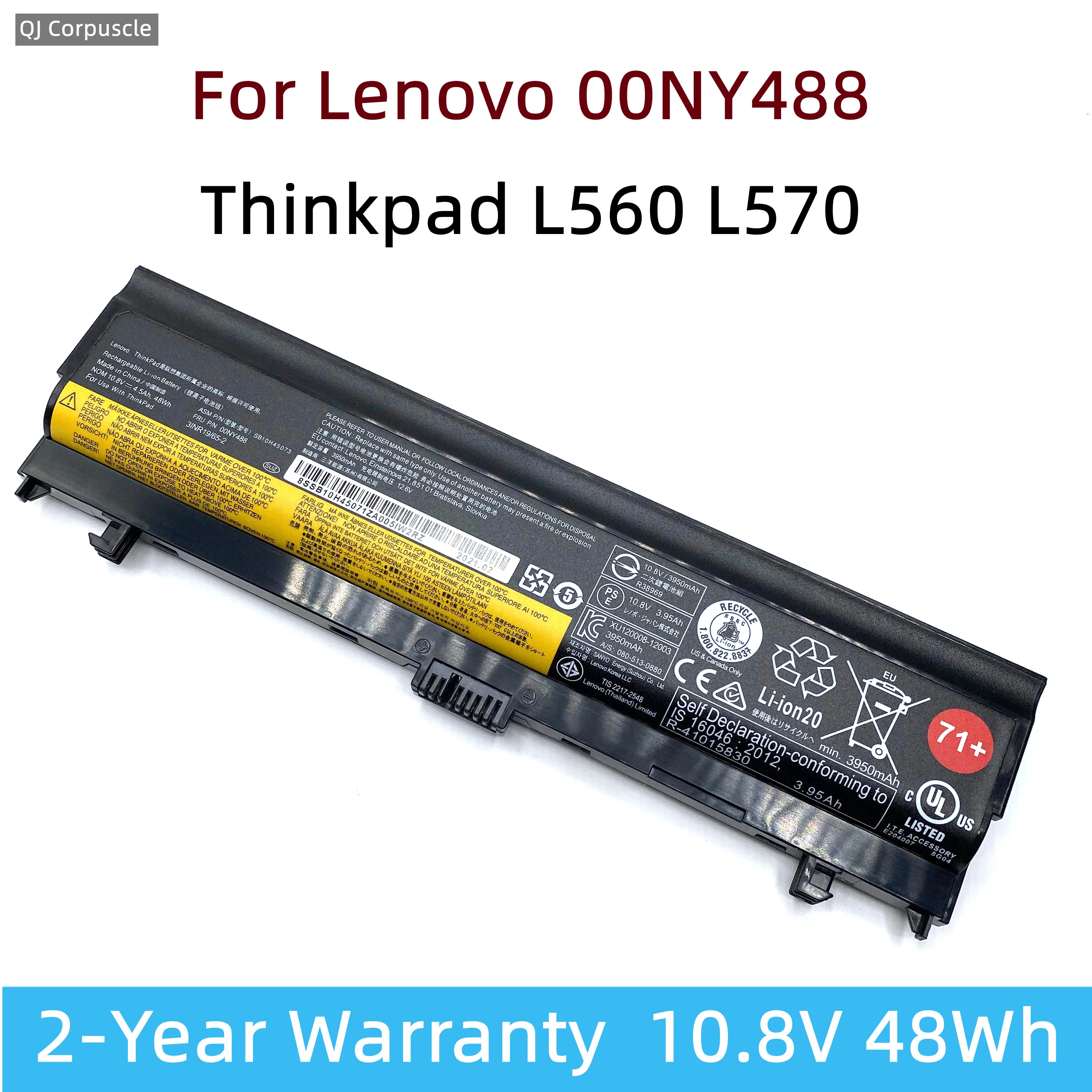 

Original 00NY488 71+ 48wh Laptop Battery For Lenovo Thinkpad L560 L570 SB10H45073 SB10H45074 SB10H45071 00NY489 00NY486 00NY487