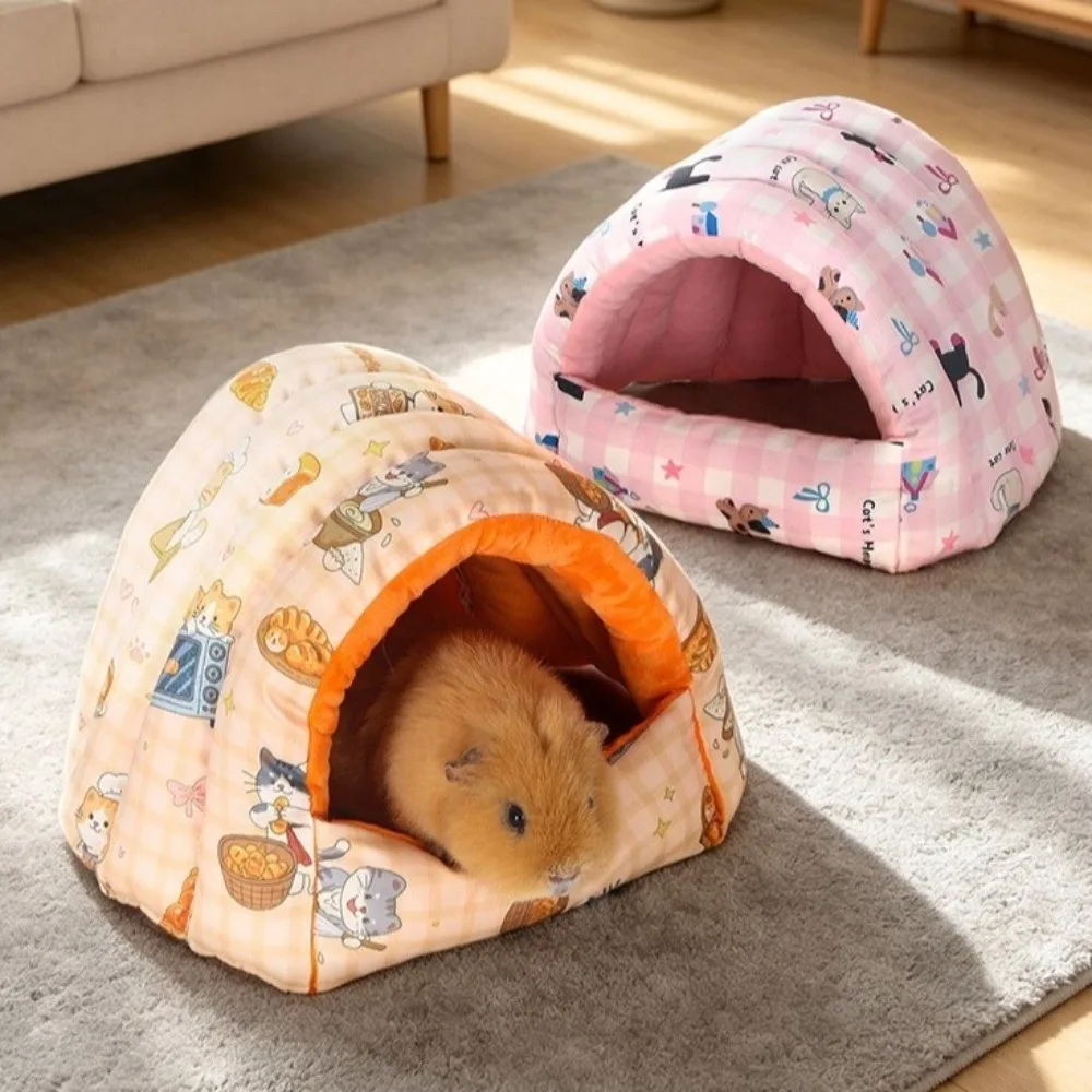 Thickened Winter Hamster Cotton Nest Semi Closed Cartoon Rabbit Sleeping Nest Bottomless Windproof Hamster Warm Nest
