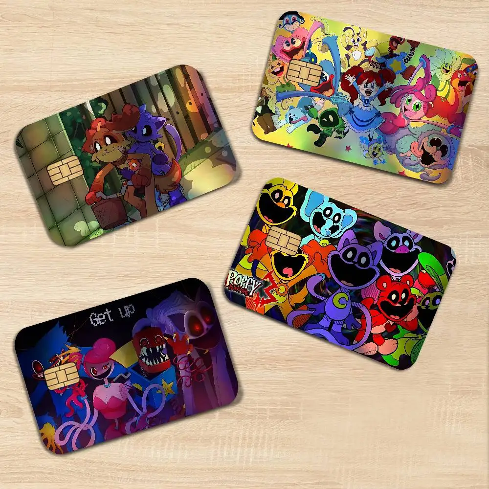 Autocollants brillants pour cartes bancaires Game Poppy-p-playtimes, autocollants laser imperméables, ornements DIY auto-adhésifs