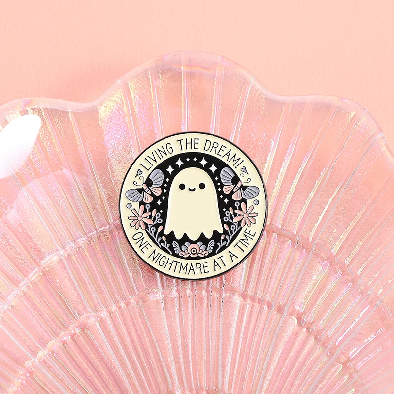 تعيش الحلم كابوس واحد في وقت المينا دبوس لطيف شبح بروش شارة التلبيب بروش هالوين مجوهرات هدية للأصدقاء #6