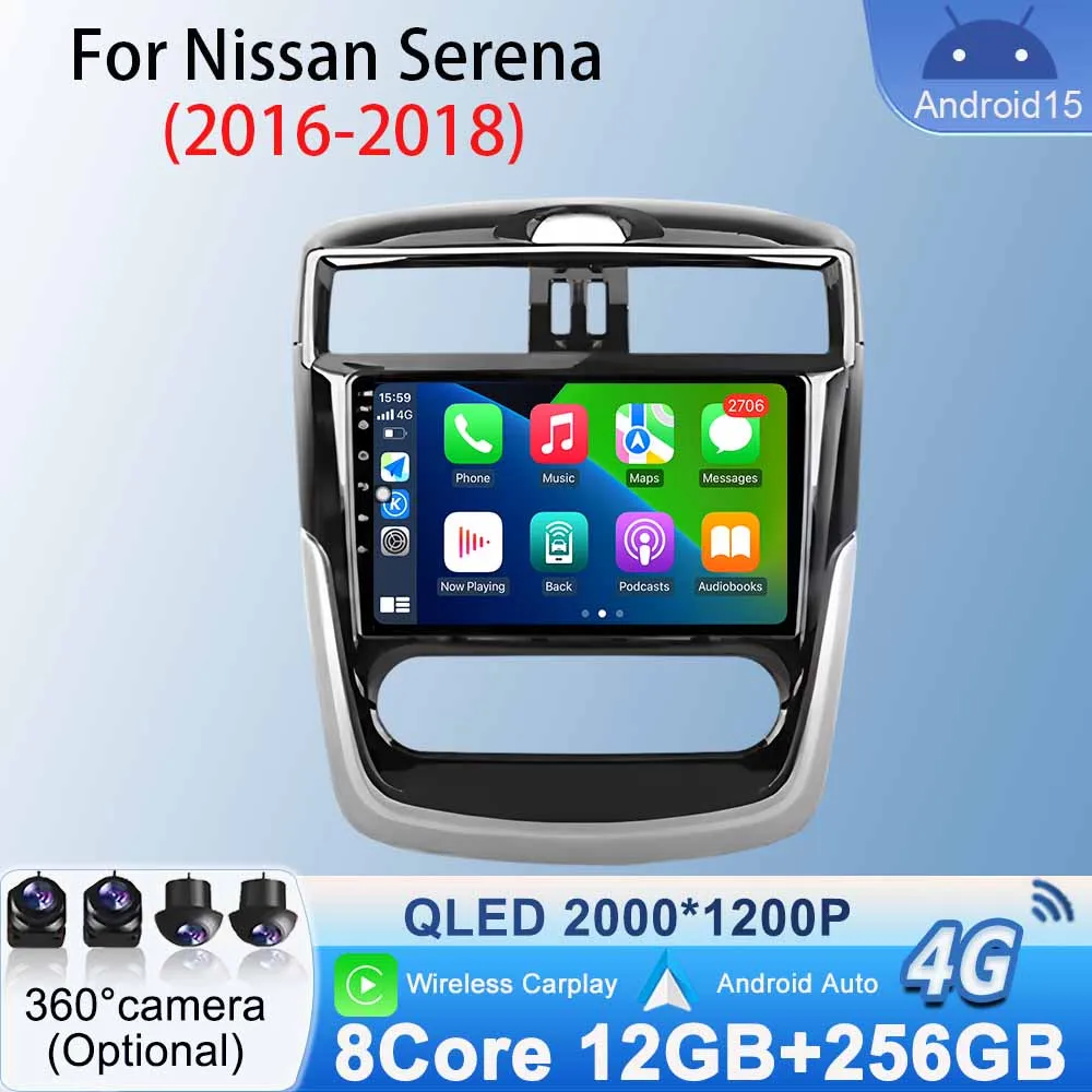 

Touch Screen for Nissan Serena 2016 - 2018 Android 15 Car Radio Stereo Wireless Carplay Multimedia BT Video Player Android Auto