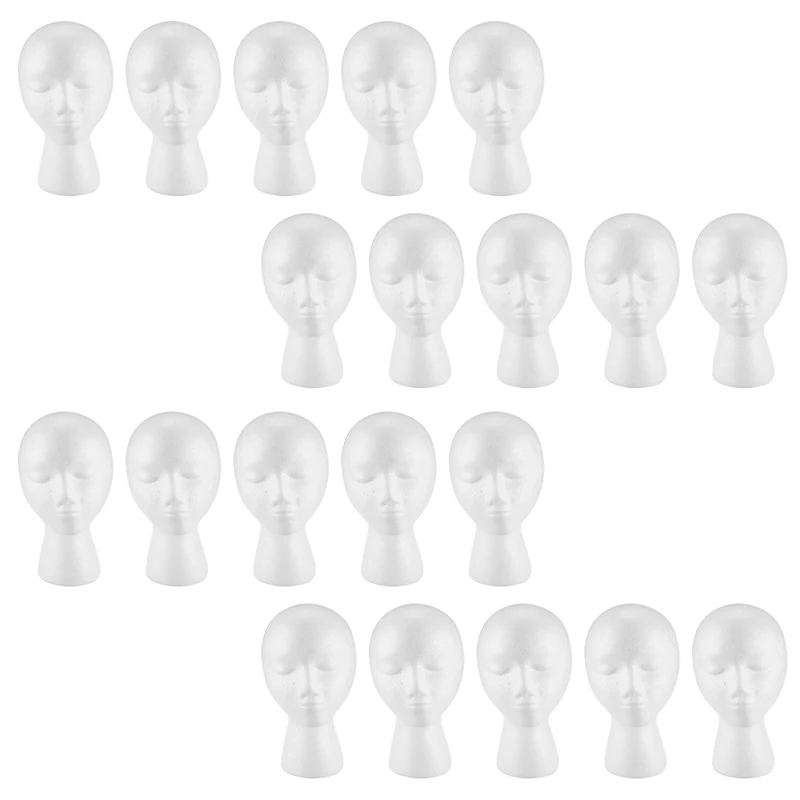 

20X Styrofoam Foam Mannequin Wig Head Display Hat Cap Wig Holder White Foam Head