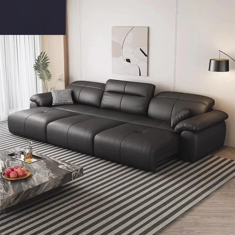 Móveis modernos de couro italiano conversível reclinável elétrico sofá-cama funcional