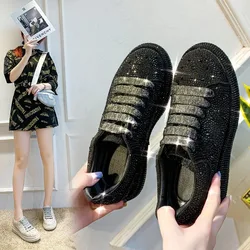 2024 Women's Sneakers Luxury Brand Crystal Causal Shoes Designer Platform Shoes Belt Diamond Casual Sports Shoes Tenis Masculino