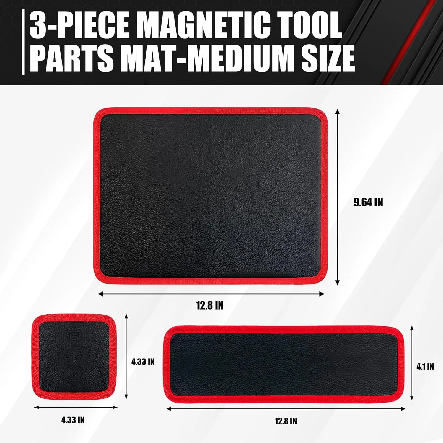 3-Piece Magnetic Tool Pad Set Magnet Tool Storage Leather Plate with Suction - Handyman Organizer