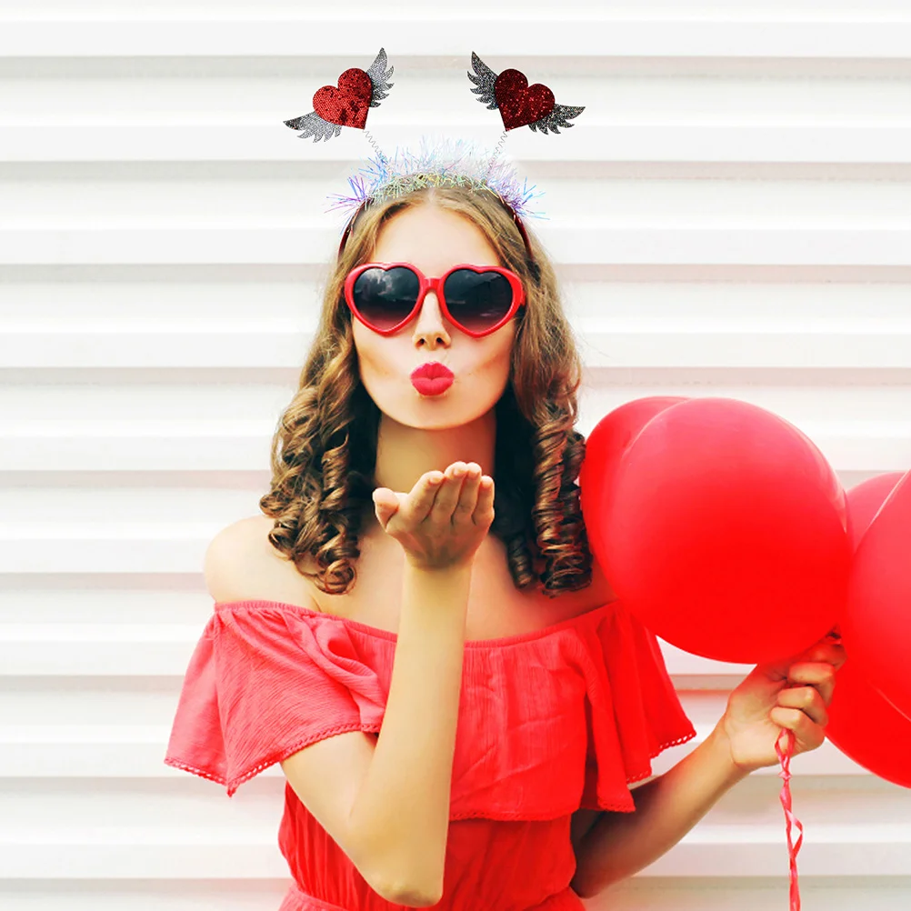 

1 Piece Heart Shape Hair Band Lightweight Love Wing Headband for Valentine Party Celebration Birthday Festival Gift