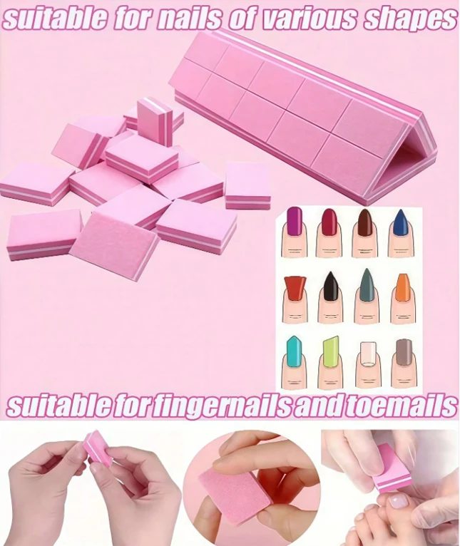 1/50/100/150 Stück Mini-Nagelpolierblöcke, geeignet für Acryl- und Naturnägel, 100/180 Körnung, Nagelpuffer, Nagelpolierblock in Großpackung – Detail 8