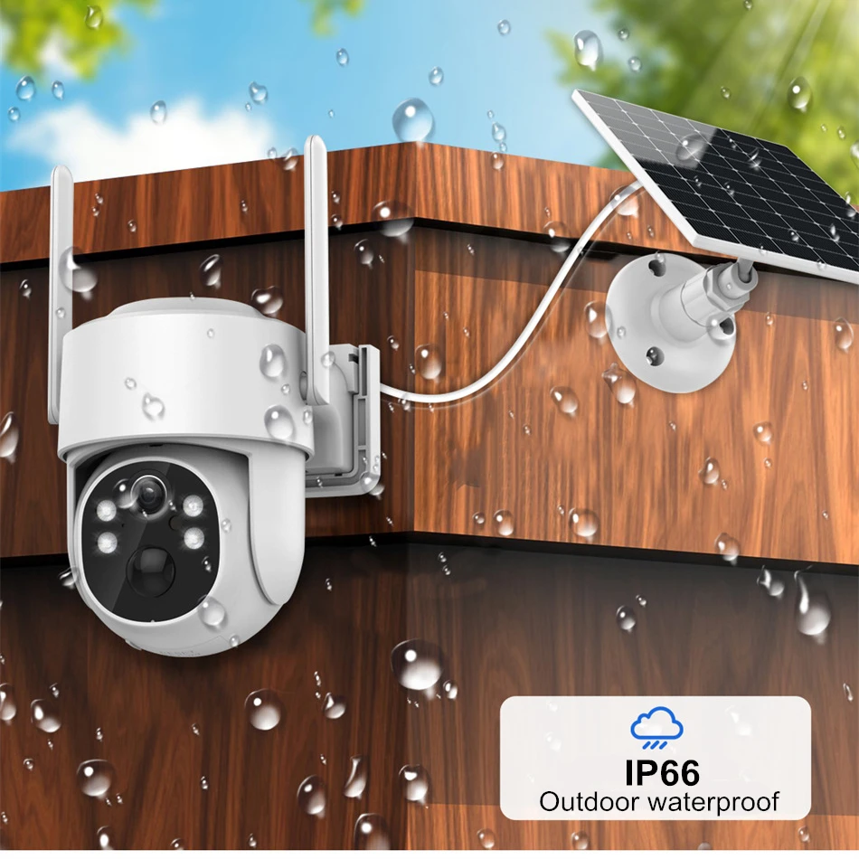 iCsee WiFi PTZ Camera Outdoor Wireless Solar IP Camera 4MP HD Built-in Battery Video Surveillance Camera