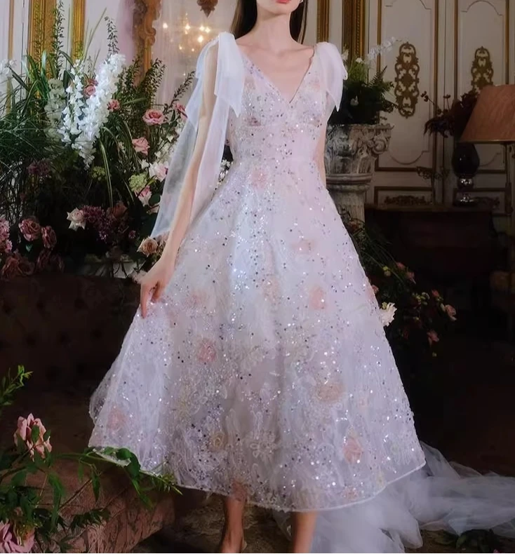 White Sequin Embroidery Mesh Dress Women V-neck Sleeveless Summer Vestidos Bodycon Streetwear Chic Elegant Cloth Lady