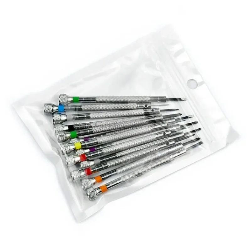 13Pcs 0.6mm-2.0mm Stainless Steel Watch Movement Tools Watch Repair Tools Screwdriver Set Flat Head Screwdriver Kit Professional
