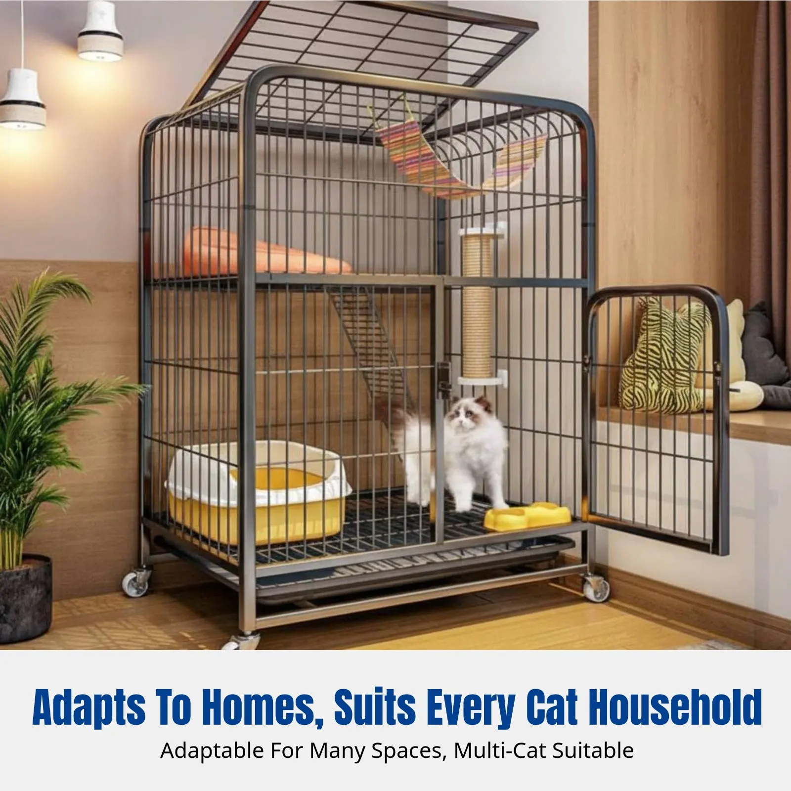 

Кошачий вольер для дома, большая многоуровневая кошачья вилла, со встроенным лотком для туалета, металлический кошачий замок, домик-лазалка для дома