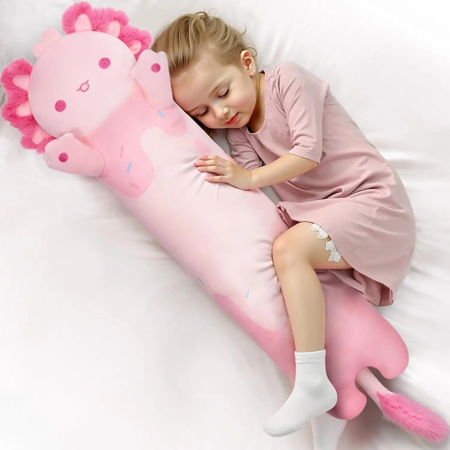

Extra Soft Giant Axolotl Plush Pillow, Kawaii Pink Stuffed Animal Gift for Girls, 5 Sizes