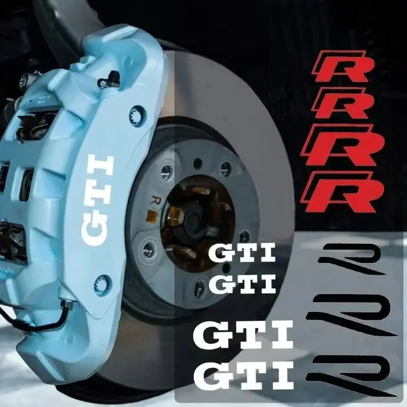 4 pegatinas impermeables para pinzas de freno de coche, cubiertas de neumáticos, calcomanías para carrocería, para Volkswagen VW New R R Line GTI Badge GOLF JETTA PASSAT