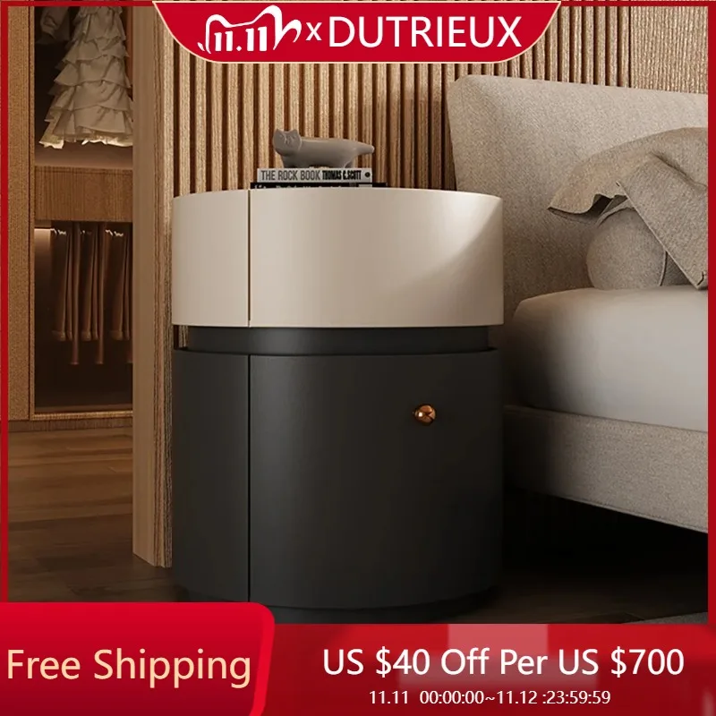 

Round Modern Nightstand Bedside Storage Drawer Decor Nordic Luxury Bedside Table Trendy Space Saving Criado Mudo Hotel Furniture