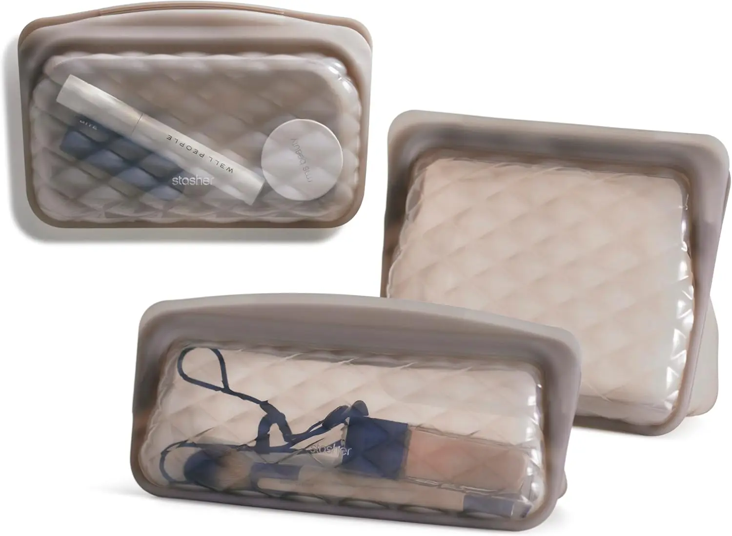 

Reusable Silicone Makeup Bags, 3-Pack Travel Essentials, Dishwasher Safe, TSA Friendly & Eco-Friendly