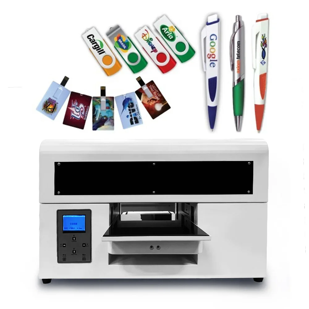 

Ready To Ship Small A4 UV Printer 3D Emboss For Id PVC Card, Acrylic, Pen, Leather, Wood, Phone Case Cover
