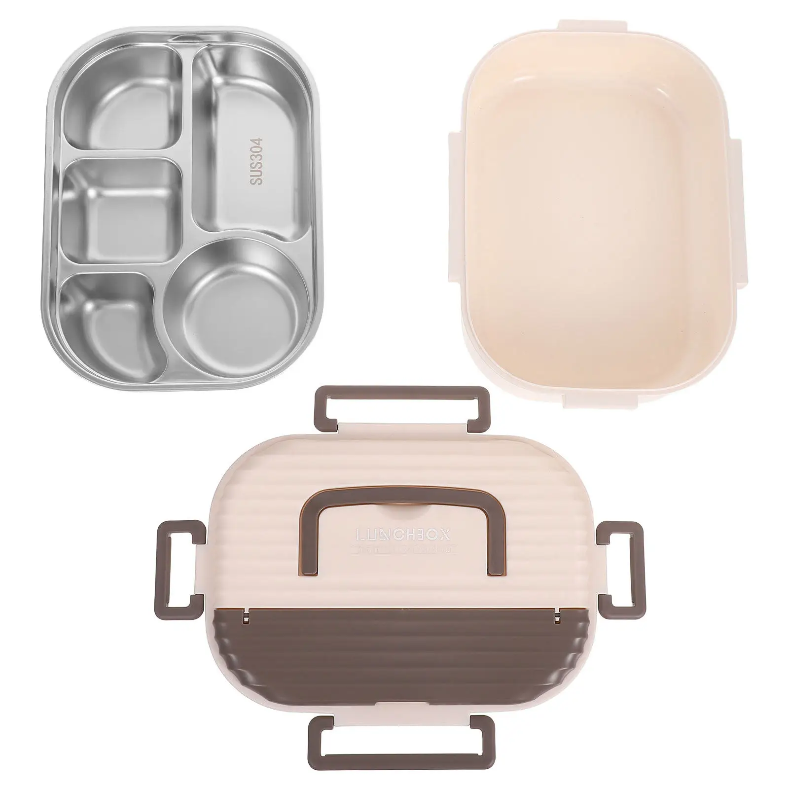 

Double Layer Stainless Steel Lunch Box 5 Compartments Leakproof Bento Container for Work School Food Storage Bento Lunch Box