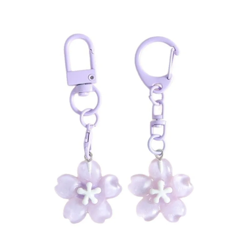 Cute Resin Cherry Blossom Keychain Colorful DIY Car Key Ring Floral Jewelry Accessories