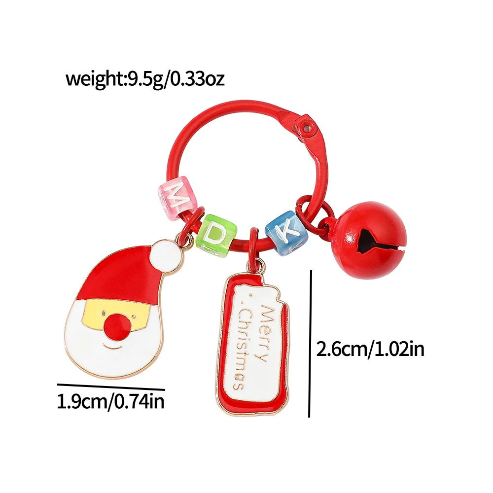 Cartoon Cute Reindeer Christmas Tree Keyrings Joyful Funny Small Bell Keychain For Friends Christmas Jewelry Gifts