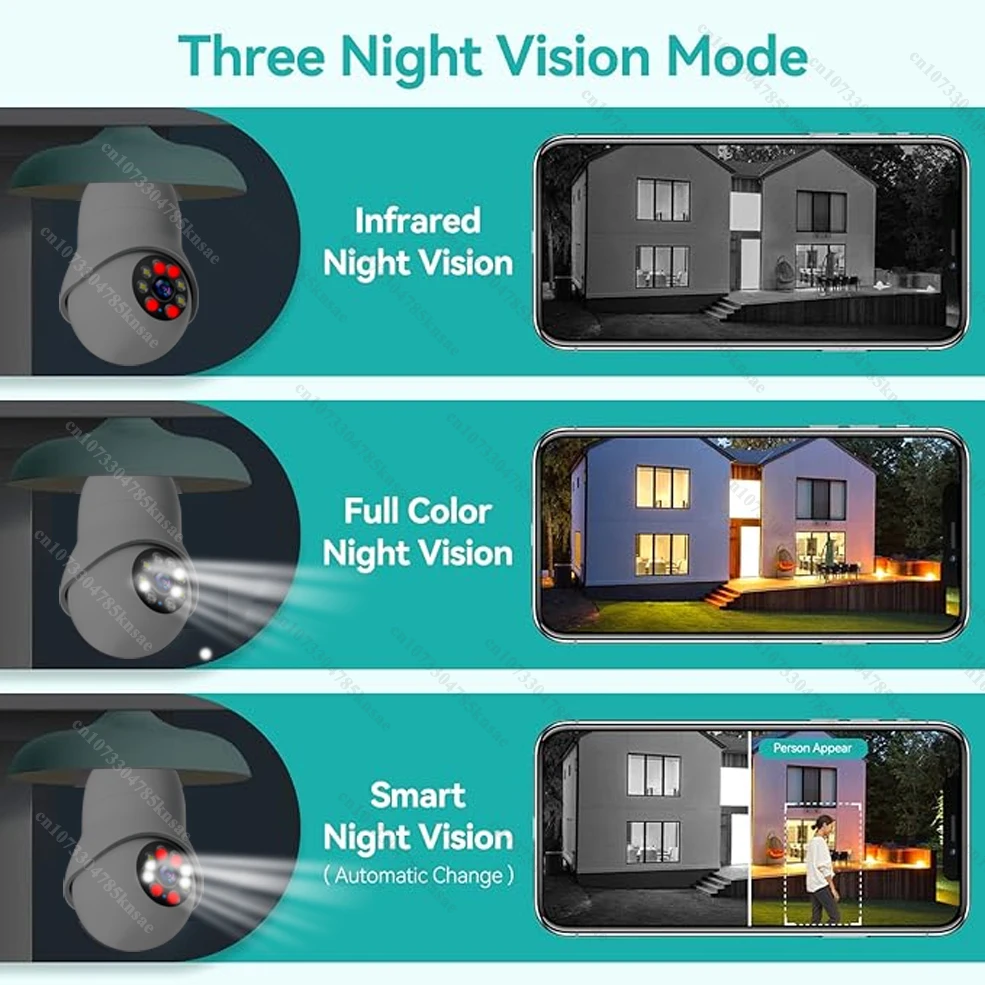 Imagem -06 - Câmera de Segurança Doméstica sem Fio com Visão Noturna Mini Cam para Bebê Vigilância por Vídeo Cctv ip Wi-fi 3mp E27