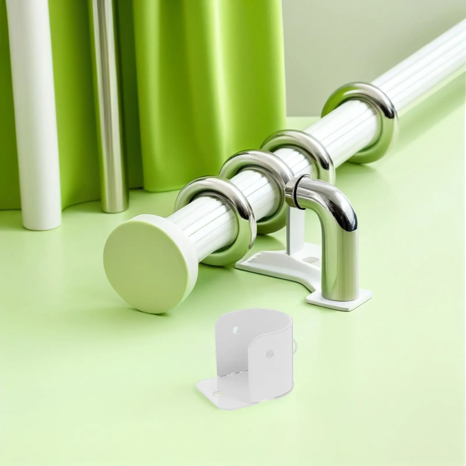 8Pcs Curtain Rod Bracket Set Stainless Steel U-Shaped Rod Holder Flange Mount Side Support for Wardrobe Closet Drapery Hardware