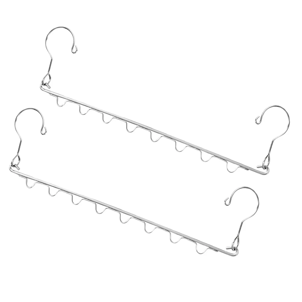 

2Pcs Multi-Port Hanger Organizer Stainless Steel Clothes Storage Rack No Drill Needed Closet Space Saving Hanging System