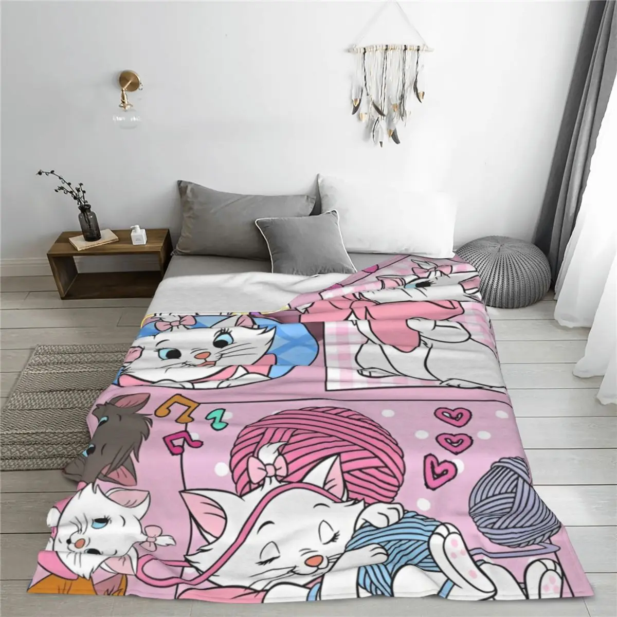 Aristocats Marie Cat Kawaii Blanket Quality Warm Animal Cartoon Throw Blanket Autumn Airplane Travel Couch Chair Funny Bedspread