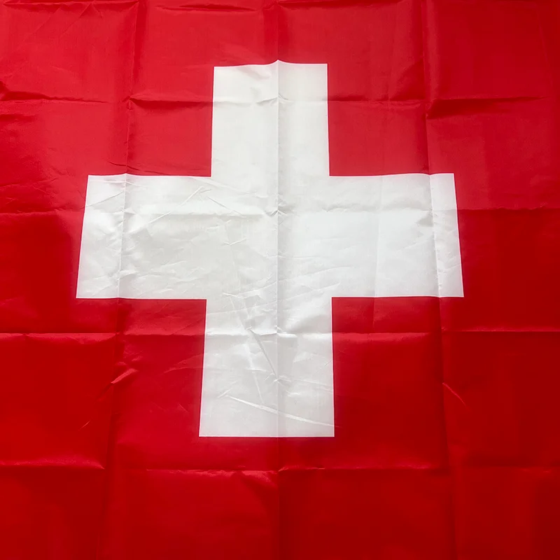 Swiss Flag 90X150cm polyester hanging White Cross Swiss National Flags Suiza Banner For Decoration