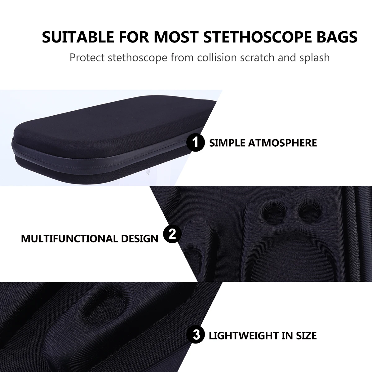

Foetal Stethoscope Carrying Pouch Auscultator Zipper Bag Portable EVA Storage Case (Black)