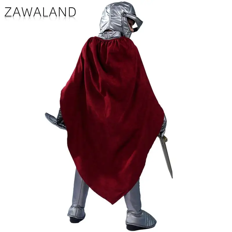 Zawaland Children Warrior Cosplay Costume Holiday Party Funny Cool Silver Suit Boys School Stage Performance Costume Ball