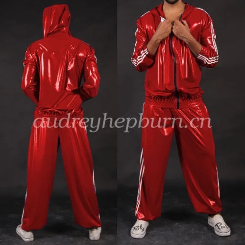 Handmade Látex Borracha Gummi Uniforme, Anzug Vermelho, Zentai Kostum Suit, Tamanho S-XXL