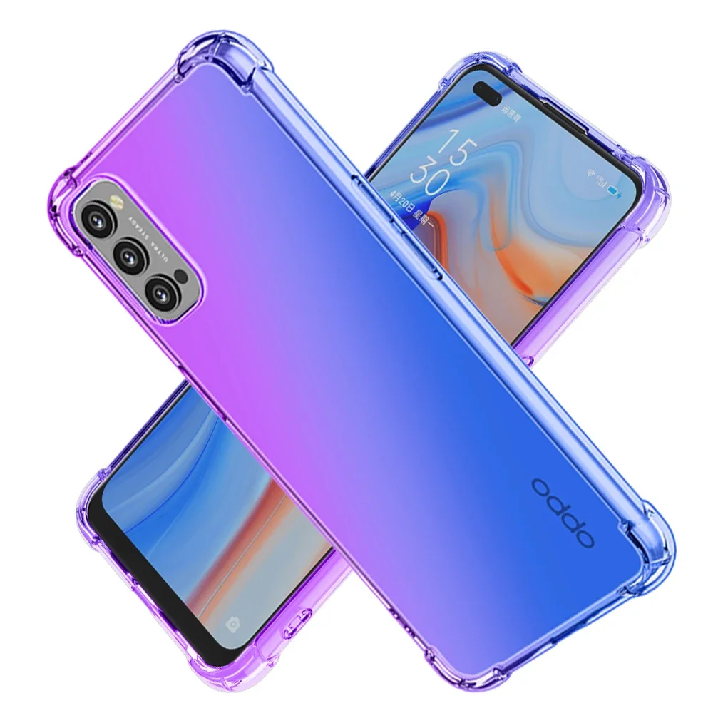 

Clear Cute Gradient Case for OPPO Reno4 Slim Anti Scratch Flexible TPU Cover Shockproof Case for Reno4 5G 4G SE Lite 4Z 5G