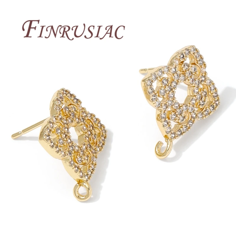 

18K Gold Plated Earring Stud Needle with Ring Connectors,DIY Earrings Making Accessories,Supplies For Jewelry