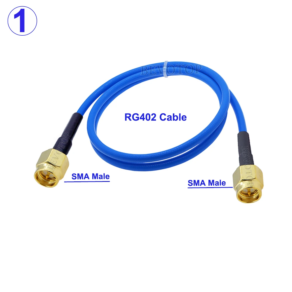 1Pcs RG-402 SMA Male Plug to SMA Male/Female Connector Blue RG402 Semi Flexible High Frequency Coaxial Cable 50 Ohm 10cm-20m