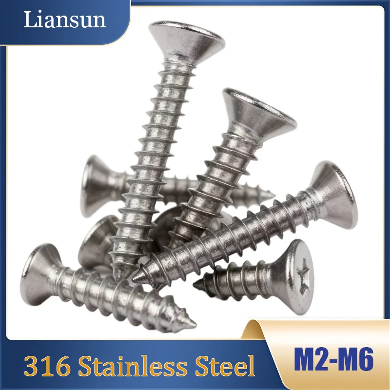 

Countersunk Self-Tapping Wood Screws M2M2.2 M2.6M3M3.5M4M6 316 Stainless Steel Phillips-Head Flat-Top Wood Screws Tapping Screws