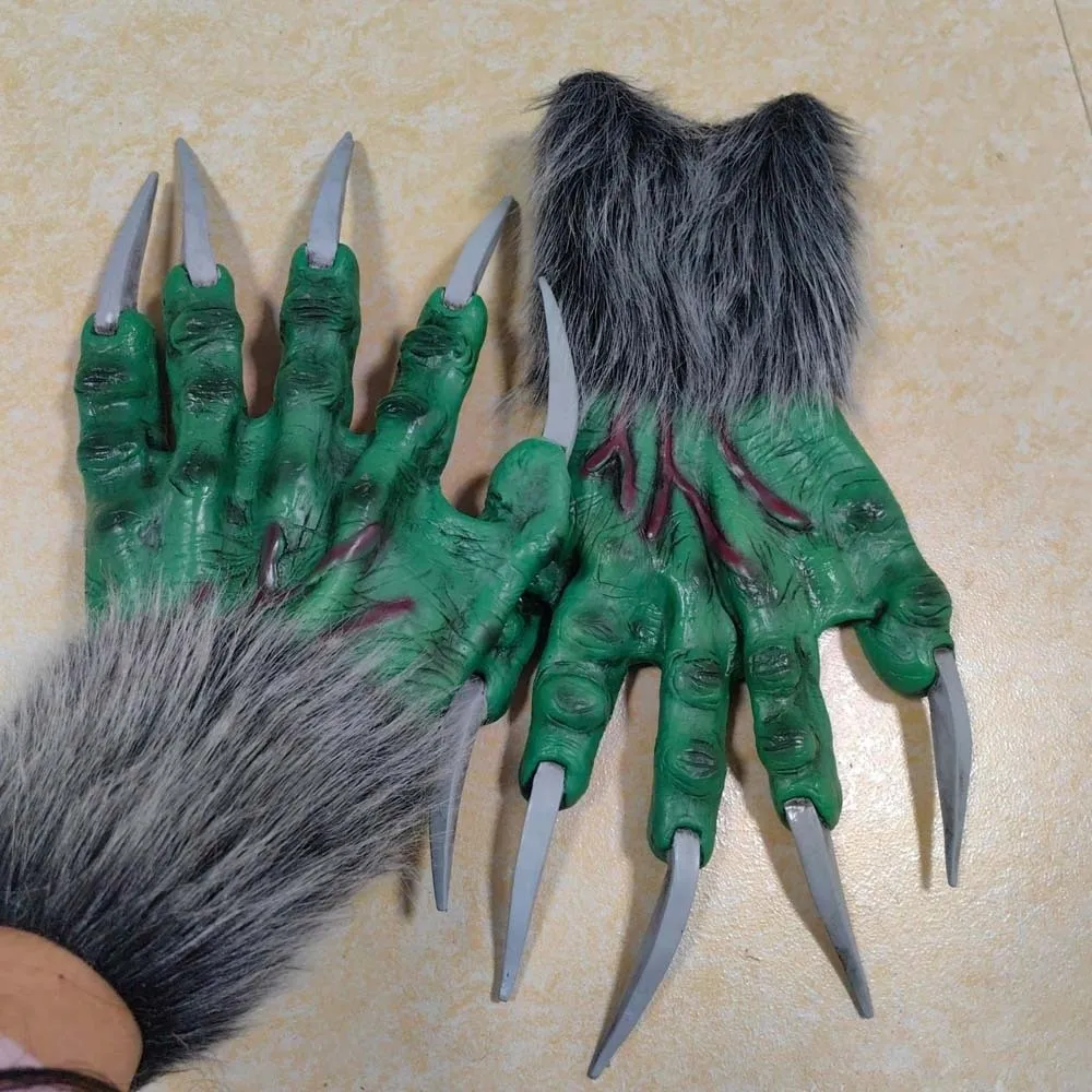 Costume Accessories Creepy Halloween Gloves Latex Flexible Beast Claws Textured Durable Cosplay Mittens Carnivals