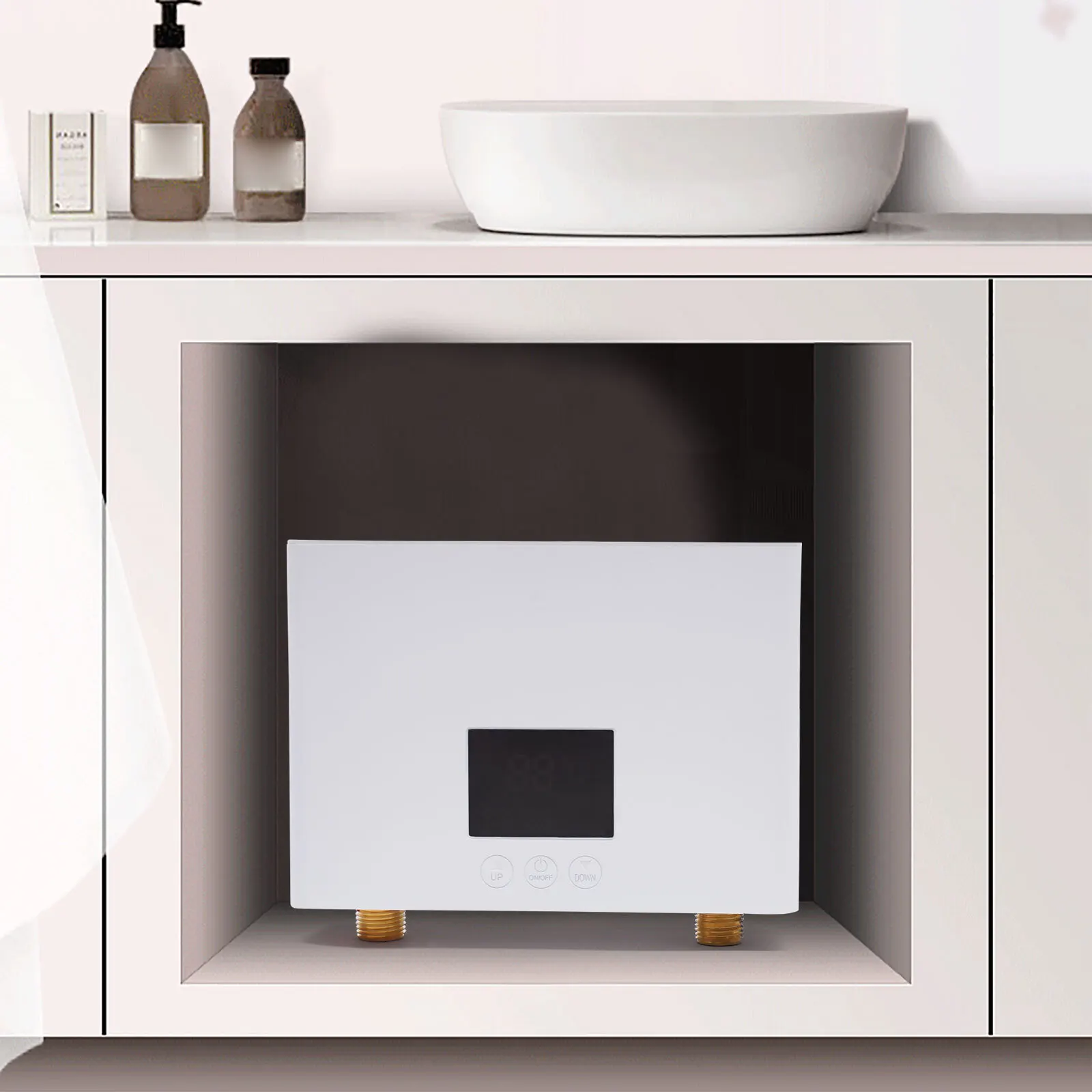 

Kitchen Electric Hot Tankless Water Heater Shower Instant Boiler Bathroom 110V