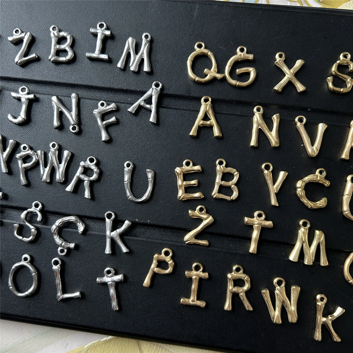 Branches Design Stainless Steel 26 Alphabet Initial Letters Charms Pendants For Jewelry Making Handmade Accessories