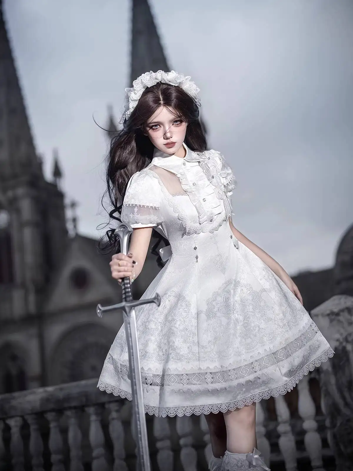 

New Lace Lily Classical Elegant CLA Series Lolita OP Dress Fiesta Carnival Halloween Cos Cosplay White Party