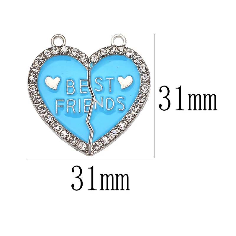 3 Pairs Sweet Enamel Color Love Best Friend Letter Charm Charm for Jewelry Making Couple Necklace Keychain Handmade Accessories