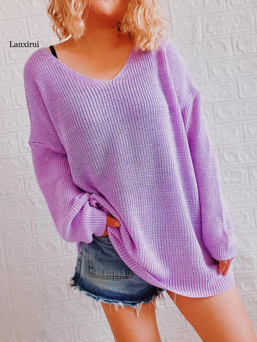 

Autumn Winter Women's Sweater 2022 New Casual Loose Pullover Long Sleeve V Neck Large Size Casual Party Sexy Club Sweater Dress