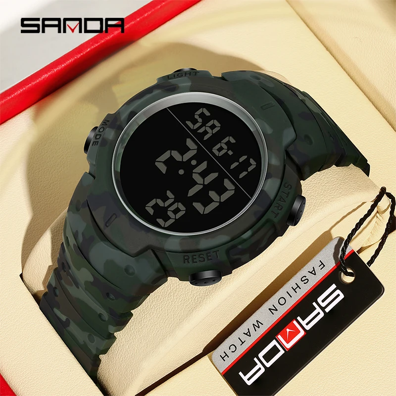 SANDA Luxury Men LED Digital Watch Military Sports Watches Outdoor Waterproof Luminous Electronic Wristwatch Relogios Masculino