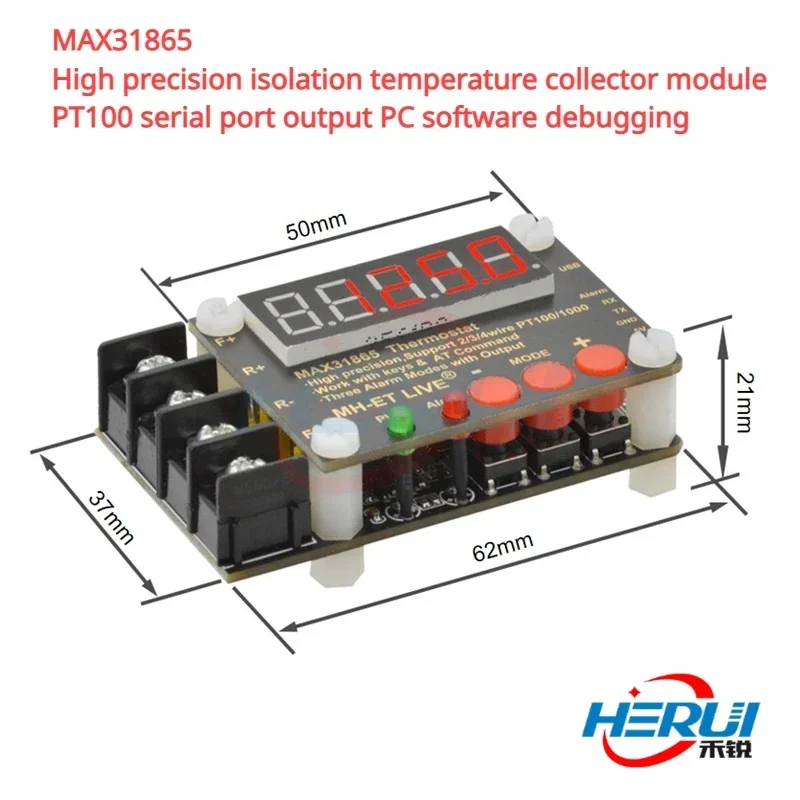 

MAX31865 High precision isolation temperature collector module PT100 Serial port output PC software debugging