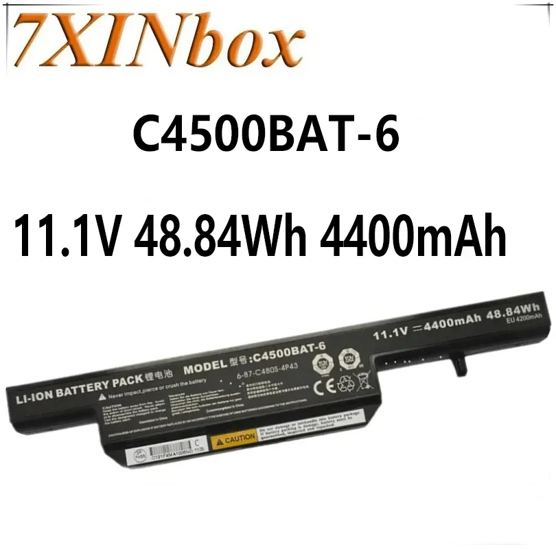 

7XINbox 11,1 V 4400mAh натуральная C4500BAT-6 батарея для ноутбука Clevo C4100 C4500 C4500Q C5100Q C5500Q B4100M B4105 6-87-C480S-4P4