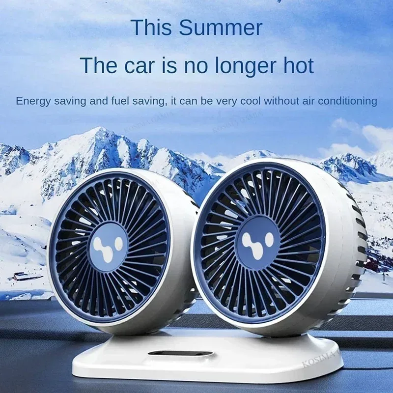 

Double Head Car Cooling Fan 360° Adjustable Independent Switch USB Electric Fan Low Noise Car Cooler for Home Desk Office Car